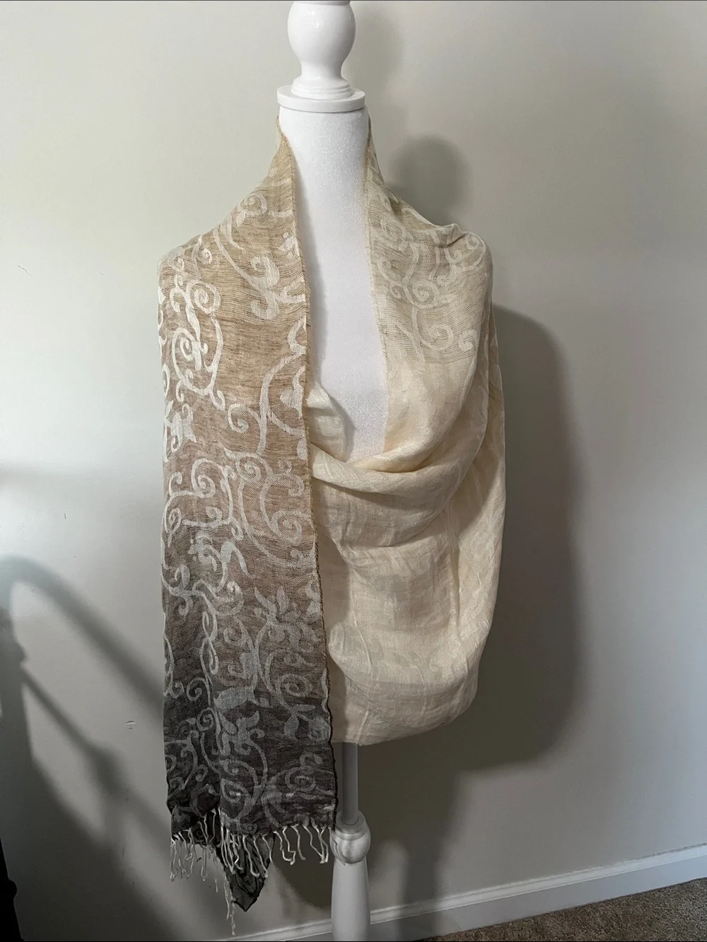 Johnston & Murphy Beige-to-Brown Gradient Decorative Scarf Wrap
